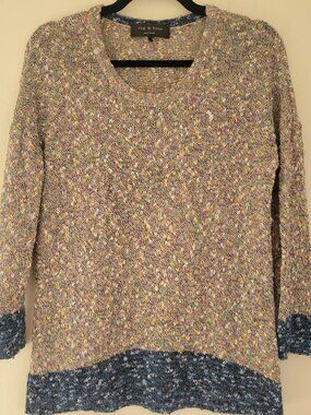 Rag & Bone New York Multicolor Confetti Knit Sweater | Size S | Color Block Hem